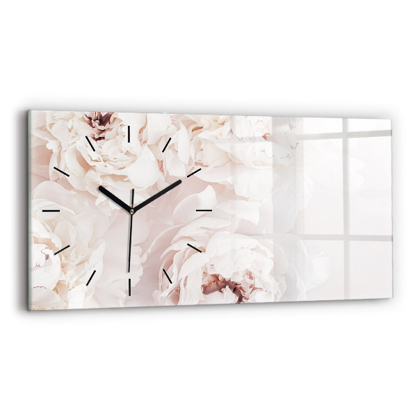 Horizontal wall clock Peony flowers