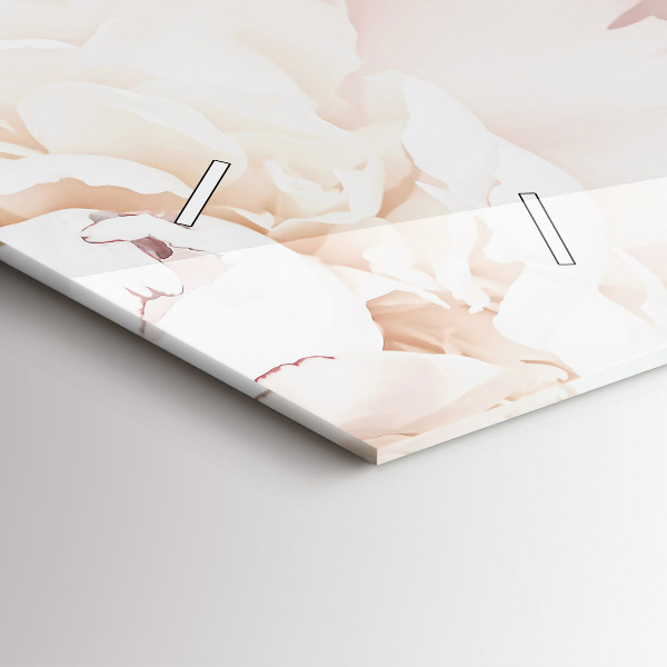 Horizontal wall clock Peony flowers