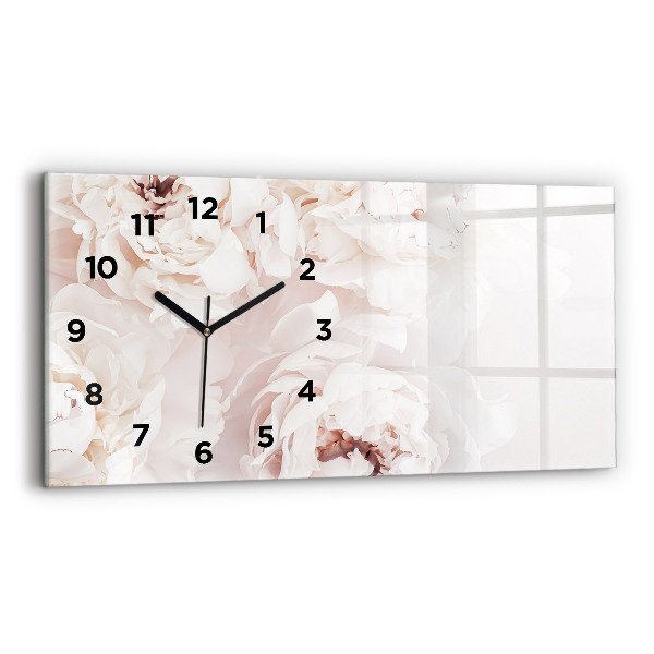 Horizontal wall clock Peony flowers