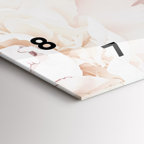Horizontal wall clock Peony flowers