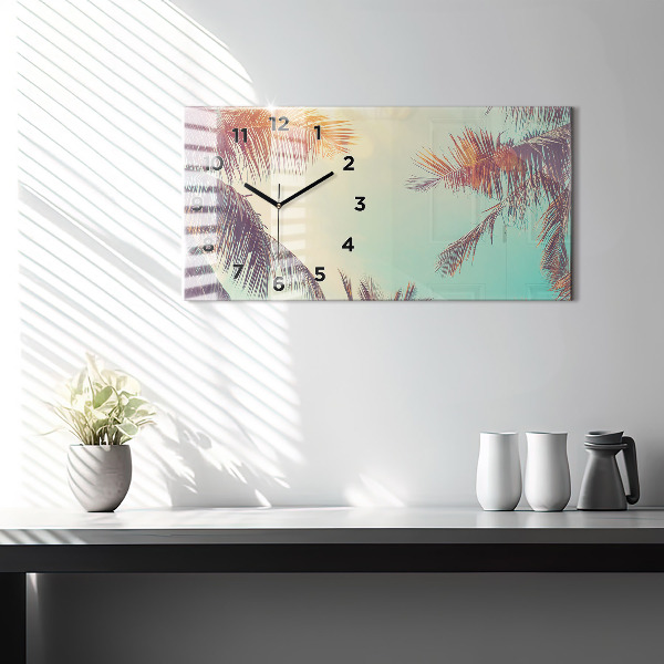 Horizontal wall clock Tropical palm trees