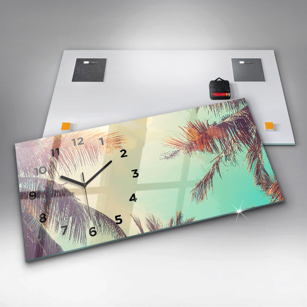 Horizontal wall clock Tropical palm trees