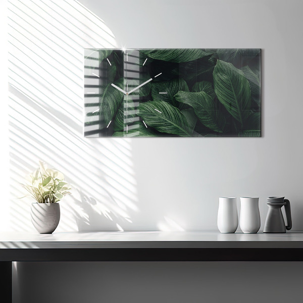 Horizontal wall clock Tropical Monstera