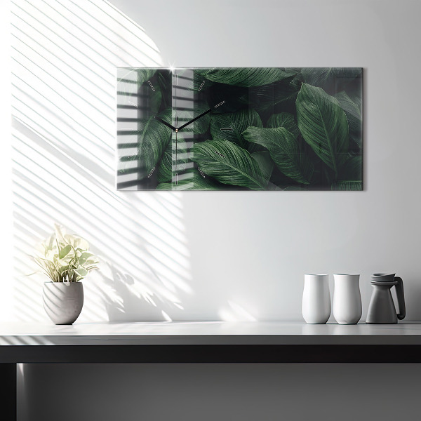 Horizontal wall clock Tropical Monstera