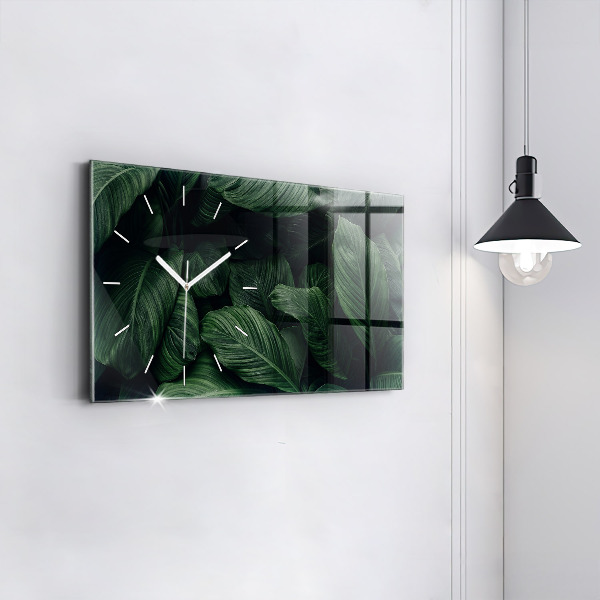 Horizontal wall clock Tropical Monstera