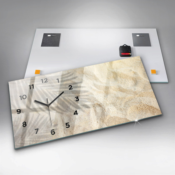 Horizontal wall clock Palm tree shadow sand