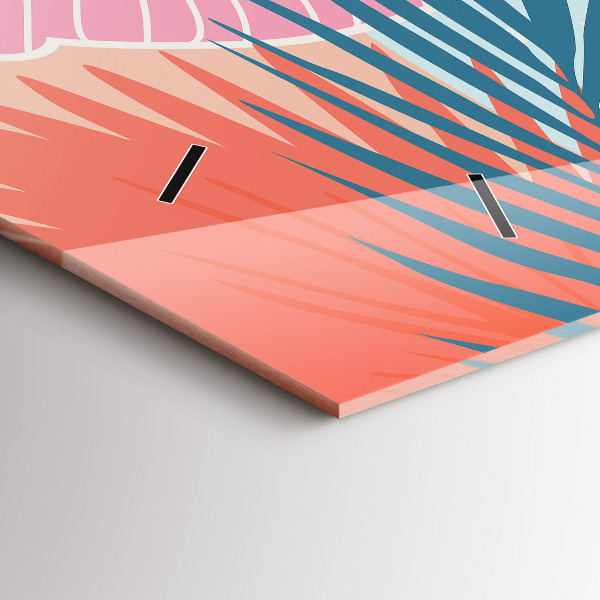 Horizontal wall clock Pastel leaves