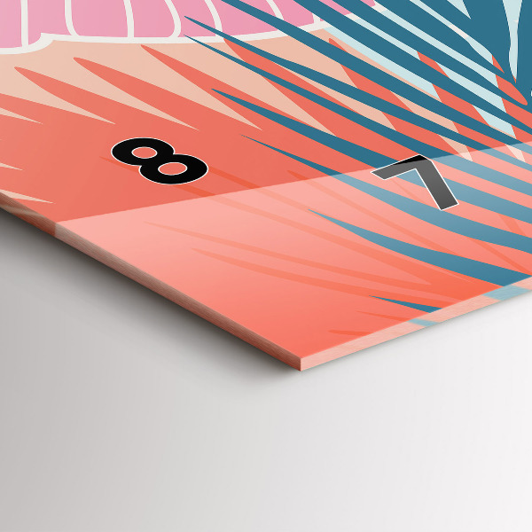 Horizontal wall clock Pastel leaves