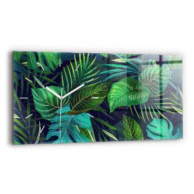 Horizontal wall clock Exotic leaves