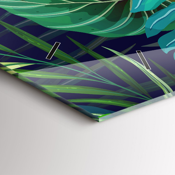 Horizontal wall clock Exotic leaves