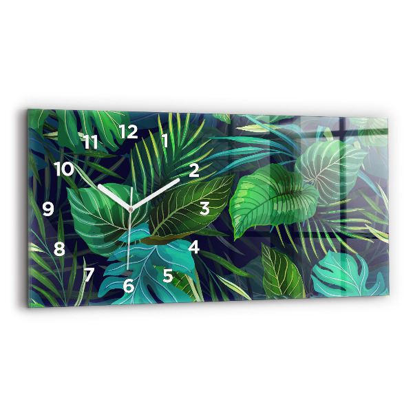 Horizontal wall clock Exotic leaves