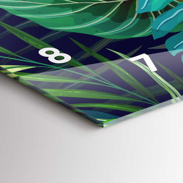 Horizontal wall clock Exotic leaves
