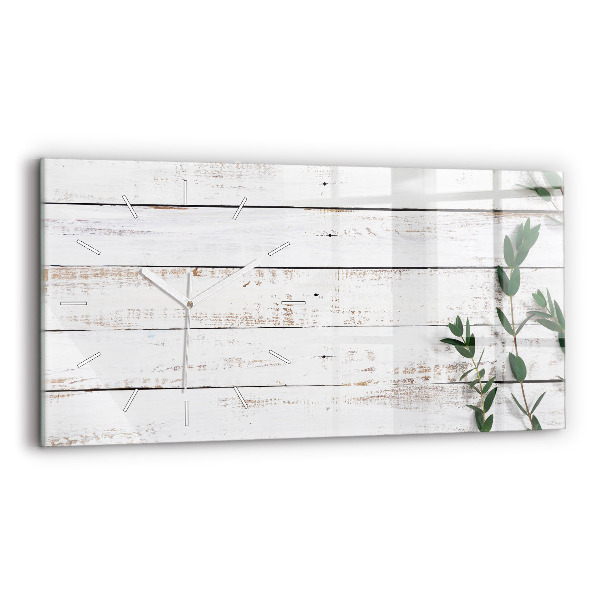 Horizontal wall clock Wooden boards