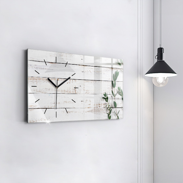 Horizontal wall clock Wooden boards