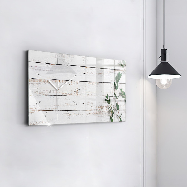 Horizontal wall clock Wooden boards