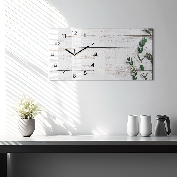 Horizontal wall clock Wooden boards