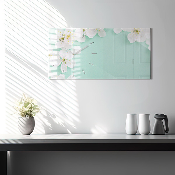 Horizontal wall clock Blooming daisies