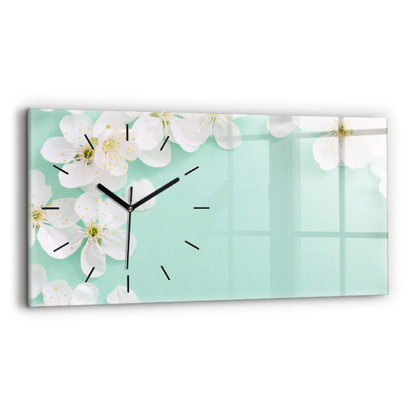 Horizontal wall clock Blooming daisies