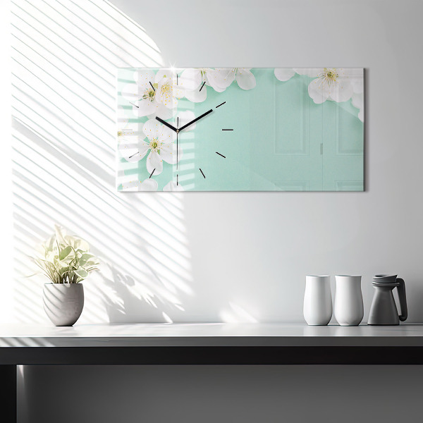 Horizontal wall clock Blooming daisies