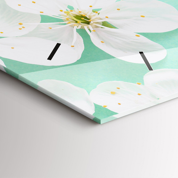 Horizontal wall clock Blooming daisies