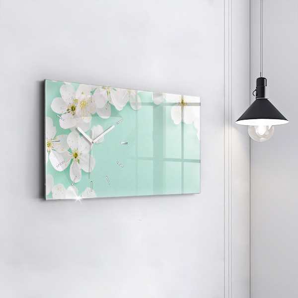 Horizontal wall clock Blooming daisies