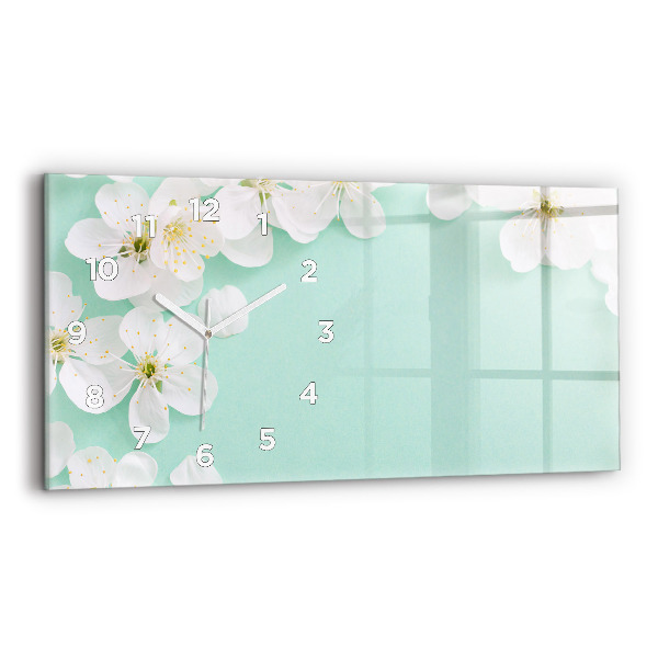 Horizontal wall clock Blooming daisies