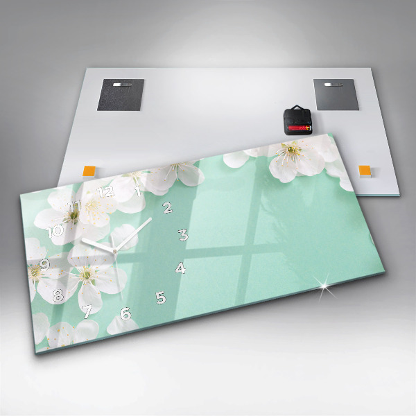 Horizontal wall clock Blooming daisies