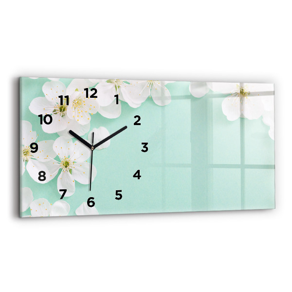 Horizontal wall clock Blooming daisies