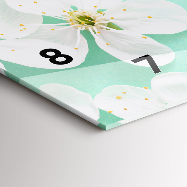 Horizontal wall clock Blooming daisies