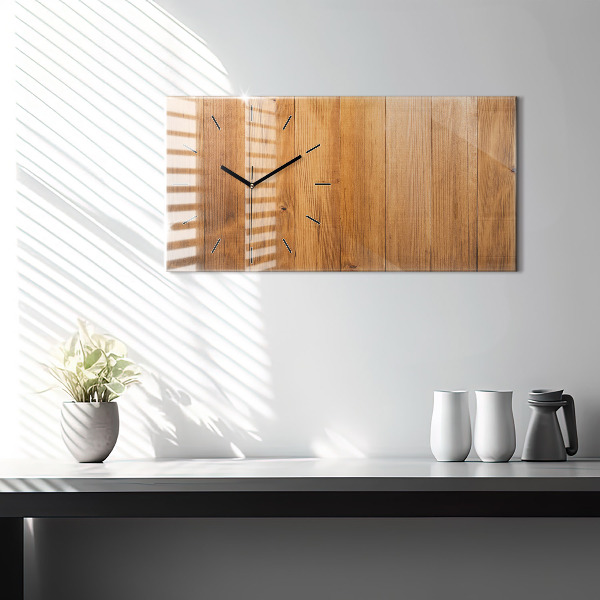 Horizontal wall clock Wooden boards