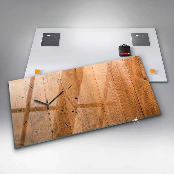 Horizontal wall clock Wooden boards