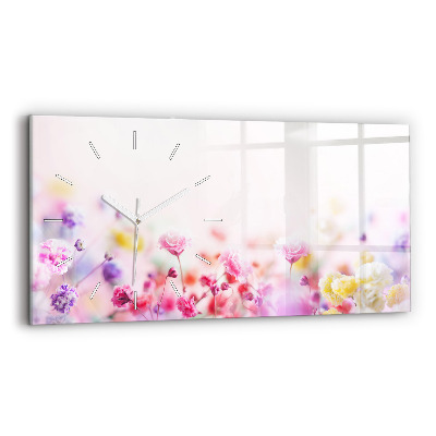 Horizontal wall clock Flowers in the meadow