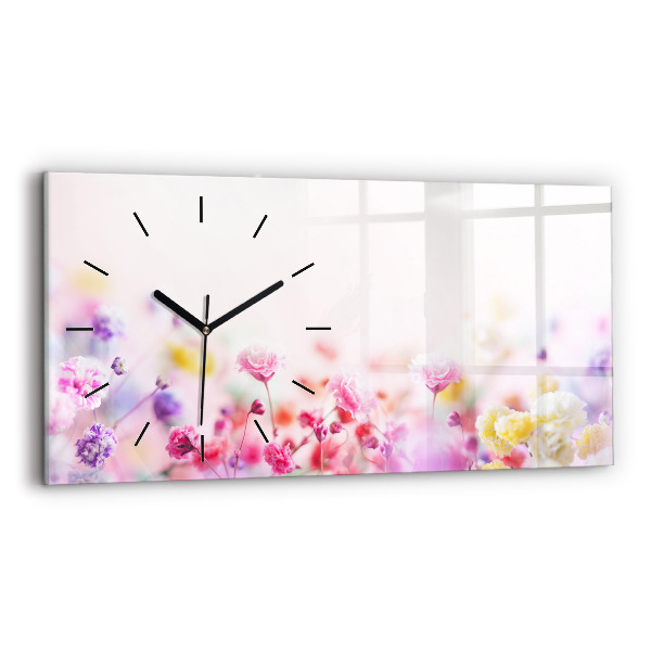Horizontal wall clock Flowers in the meadow