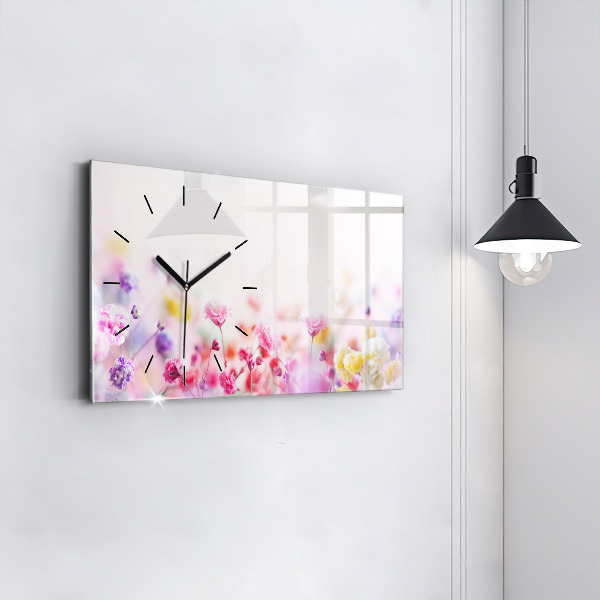 Horizontal wall clock Flowers in the meadow
