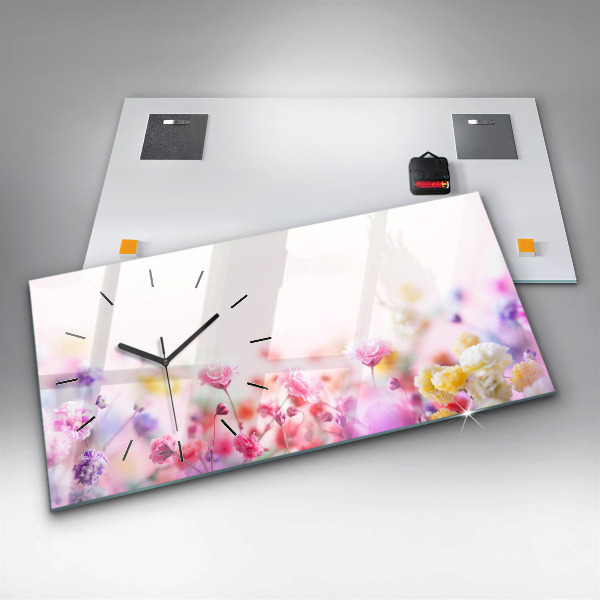 Horizontal wall clock Flowers in the meadow