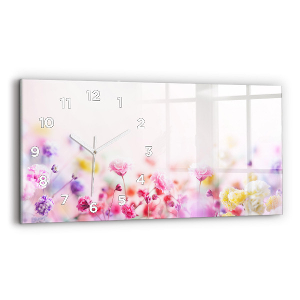 Horizontal wall clock Flowers in the meadow