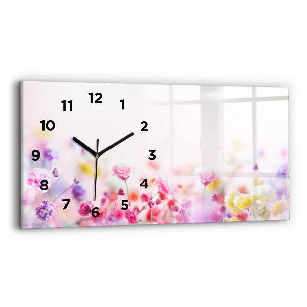 Horizontal wall clock Flowers in the meadow