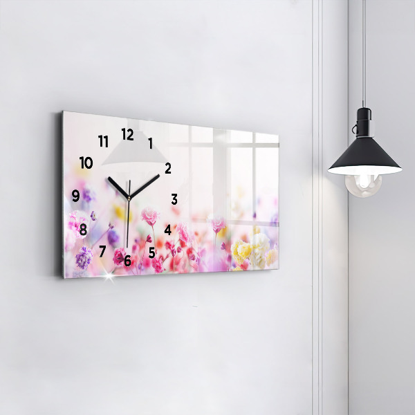 Horizontal wall clock Flowers in the meadow