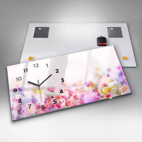 Horizontal wall clock Flowers in the meadow