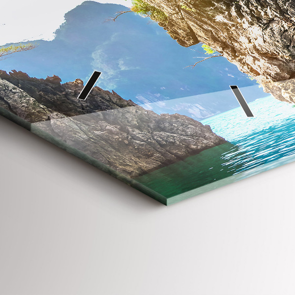 Horizontal wall clock Lake trees nature