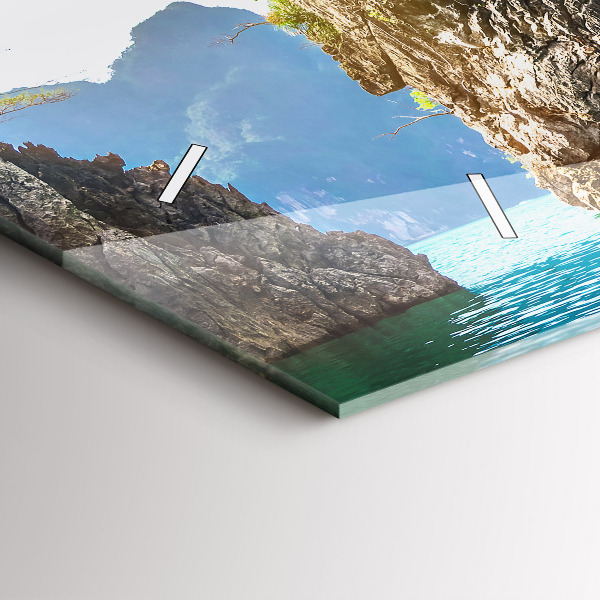 Horizontal wall clock Lake trees nature