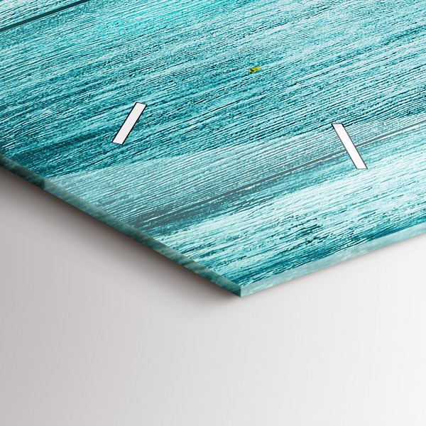 Horizontal wall clock Blue old wood