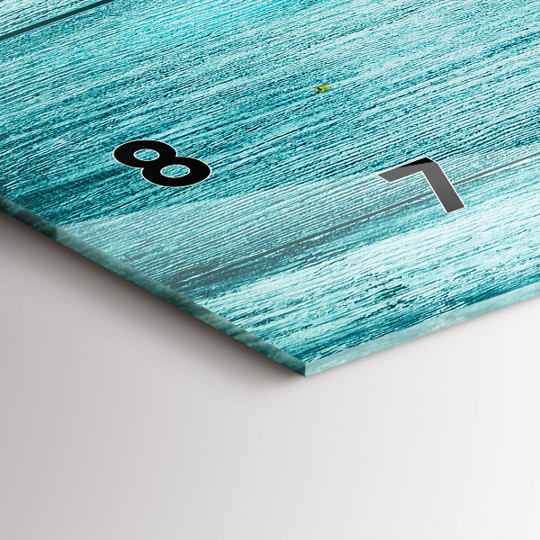 Horizontal wall clock Blue old wood