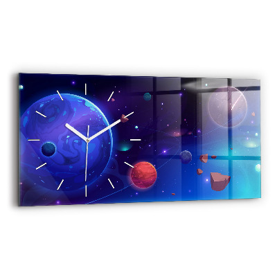Horizontal wall clock Planets galaxy
