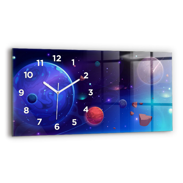 Horizontal wall clock Planets galaxy
