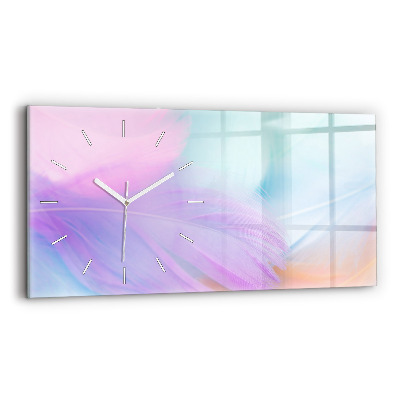 Horizontal wall clock Colorful feathers