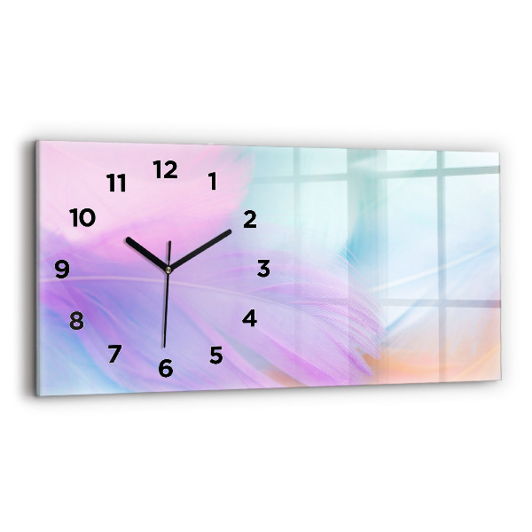 Horizontal wall clock Colorful feathers