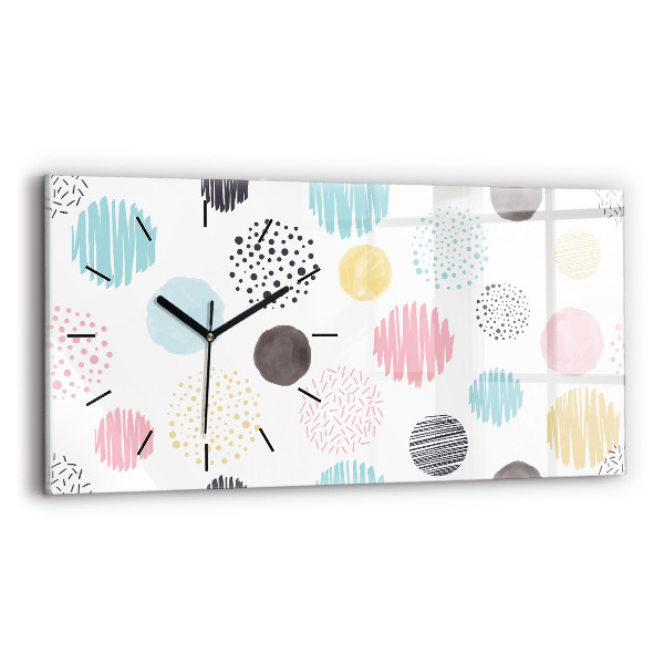 Horizontal wall clock Geometric pattern