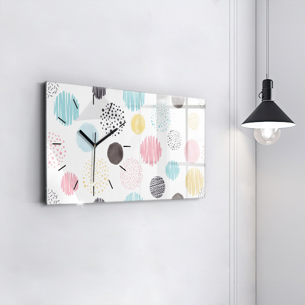 Horizontal wall clock Geometric pattern