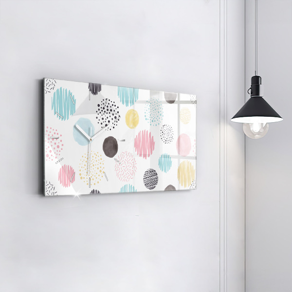 Horizontal wall clock Geometric pattern